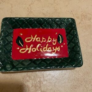 Trim a Home Allure Festive Green and Red Holiday Soap Dish 1997